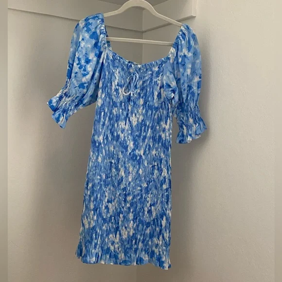 Faithfull the Brand Magnolia Mini Dress Roos Tie Dye Blue - Picture 5 of 8